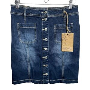Blue Epic Y2K Denim Skirt button down front NWT